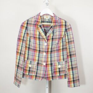 Talbots Plaid Blazer Jacket Women's Size 8‎ Multi Color Single Breasted